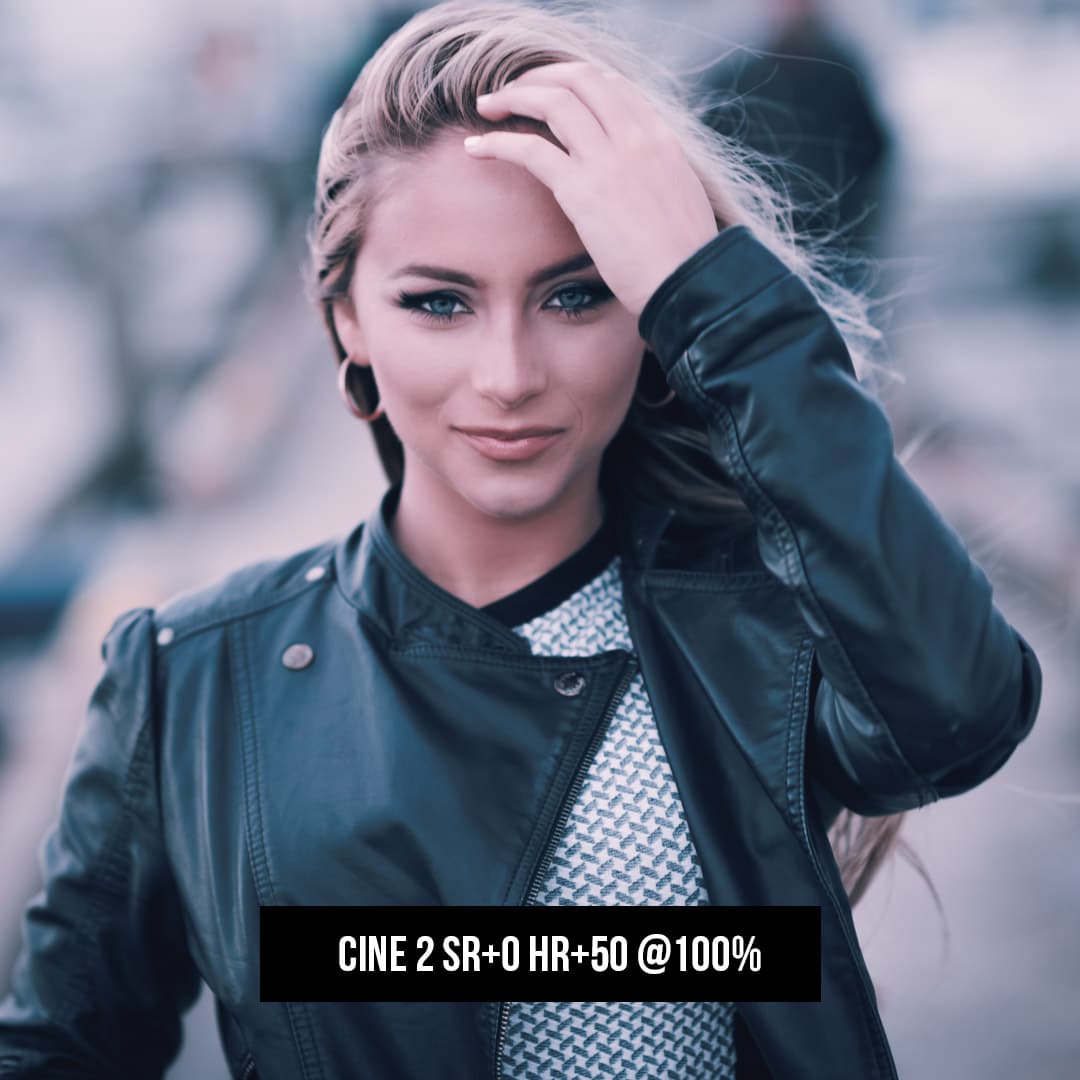 Cine 2 3D Lut Profile photo effect at 100% with model woman