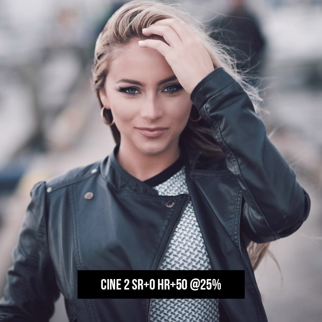 Cine 2 3D Lut Profile photo effect at 25% with model woman